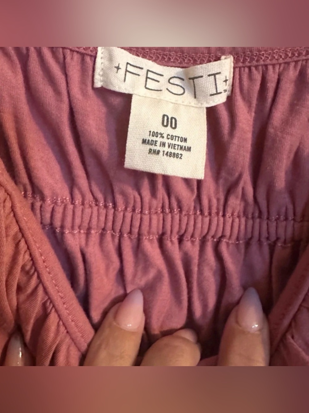 Torrid FESTI Knit Scoop Neck Smocked Cami - Mesa Rosa Dusty Rose - Size 00 M/L 1 - Picture 4 of 4